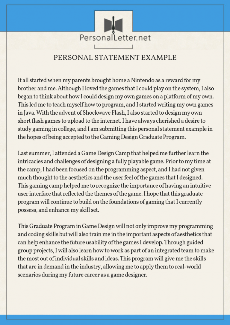 format of personal statement