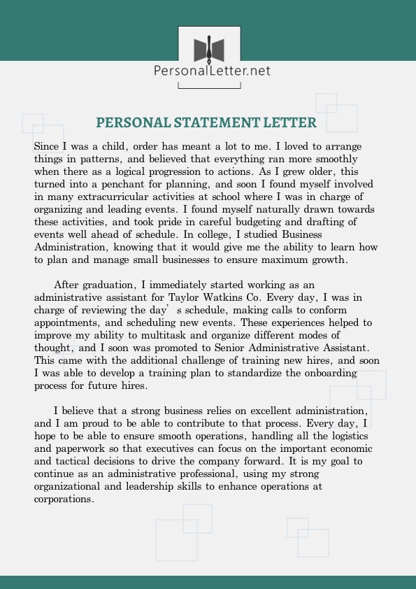 cover letter is a personal statement